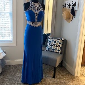 Royal blue prom dress with slit